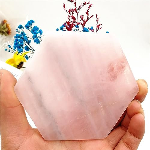 VVIEER Rosa Kristallscheibe, Rosenquarz-Kristall-Untersetzer, Rosenquarz-Achat-Untersetzer, Kristall-Geode-Achat-Scheiben-Untersetzer DINZHHENGYIN