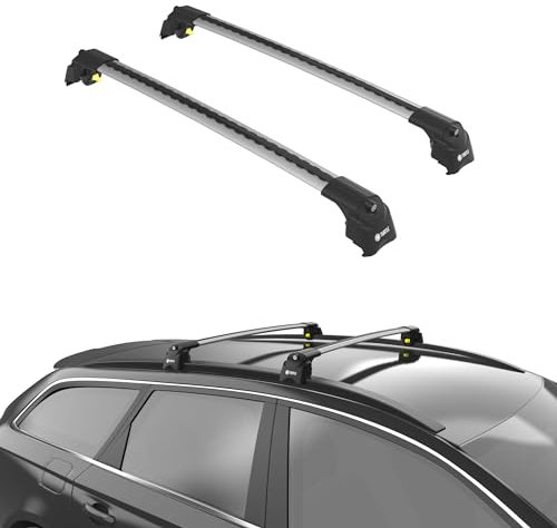 TURTLE Air2-Dachträger kompatibel mit Hyundai Tucson (Tl) [Brasilien] 2018-2024, 2 verstellbare abschließbare Querstreben, Dachgepäckträger mit einer Tragfähigkeit von 165 cm