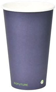 BIOFUTURE Disposable Paper Cups – 100% Compostable & Biodegradable 16 Ounce Party Cups for Weddings, Birthdays & Events, Sustainable Cold Drink Party Supplies – 50 Pack, Blue, 16oz