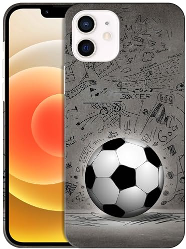 GlamCase for iPhone 12 Mini, iPhone 12 Mini Case - Football Wall art Design Printed Slim & Sleek Cute Plastic Hard Snap on Protective Designer Back Phone Case/Cover for iPhone 12 Mini