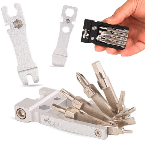 IMPALAPRO Kit Réparation Vélo 20 en 1 Ultraléger et Compact (117,5g) en Alliage de Chrome-Vanadium (CRV) - Outil Vélo Multifonction - Multitool Vélo - Outillage Velo (Argent)