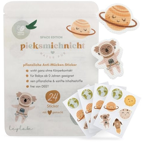 pieksmichnicht Pflanzliche Anti-Mücken-Aufkleber für Babys und Kinder Universum Astronaut Planeten Mückenschutz Insektenschutz Mückensticker Patches Pflaster DEET frei (Space)