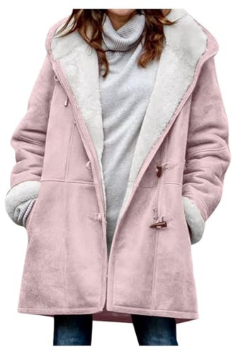 Veste Polaire Femme Avec Capuche,Sweat Polaire Double Face Pour Femmes Manteau En Peluche Matelassée En Fausse Fourrure Veste Parka Hiver Chaude À Zippé Blouson Polaire Femme Zippée Avec Poches