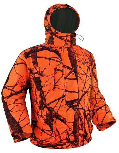 GUGULUZA Veste à capuche pour homme avec doublure en polaire imperméable et coupe-vent Motif camouflage, Camouflage orange., L