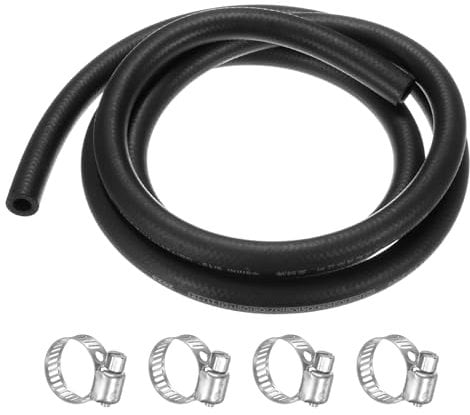 M METERXITY Fuel Line Hose, 5/16 8mm ID 14mm OD 4.9ft Length, NBR Rubber High Pressure Heat Resistant Gas Line Hose Oil Hose W 4pcs Clamps for Automotive Fuel Systems/Steam Emission/Engines