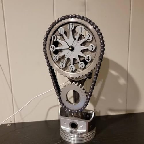 Motorisierte Kettenuhr, rotierende Zahnraduhr aus Metall, Fahrradkettenuhr, mechanische Zahnraduhr für Häuser, Schlafsäle, Schulen, Büros, Vintage-Tisch-Zahnraduhr, Dekor-Geschenke