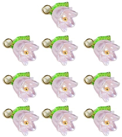 NONGYU Perlen-Orchideen-Anhänger, stereoskopischer Blatt-Blumen-Anhänger für Halskette, Armband, Ohrringe, Schmuckzubehör, 10 Stück