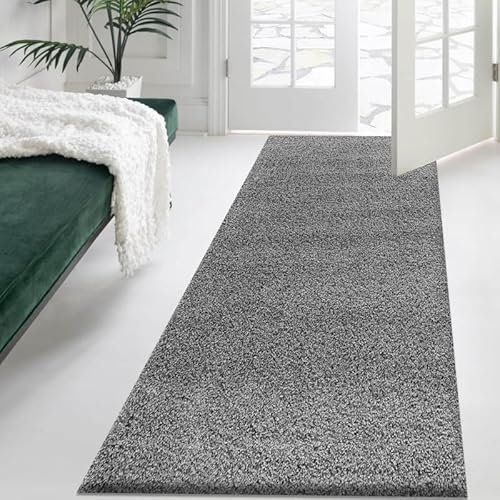 Fit Even Dream Shaggy Runner Rug - Hallway Carpet Runners, Non-Slip Floor Mats for Kitchen, Living Room, Corridor, Entryway, Door Entrances – (Grey, 60x110 cm)