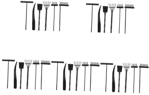 KOMBIUDA 30 Pièces Ensemble Râteau à Sable Zen Mini Râteau De Jardin Zen Râteau à Main De Jardin Petit Râteau à Sable Ciseau Râteau Miniature Thérapie Mini-râteaux Outil Jeu Black Plastique