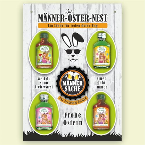 Osterkalender für Erwachsene – Männer Osternest Sexy Hasen – mit Kräuterlikör Pfeffi Schnaps Likör und Flaschenöffner Männersache zu Ostern | lustiges Ostergeschenk Kalender für Männer | Frohe Ostern