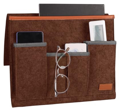 MiOYOOW Sofa Armlehnen Organizer, Sofa Aufbewahrungs Organizer aus Filz, Couch Fernbedienungshalter mit 5 Taschen für Tablet, Zeitschriften, Bücher, Fernbedienungen, Handy, Brille