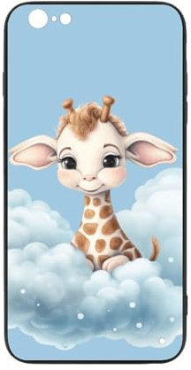 CRIVOTA For iPhone 6/6S Case - All-new Giraffe Design, Glass Back + TPU Inner Shell, Scratch-Resistant, Military-Grade Protection, Cell Phone Cases for Boys Girls