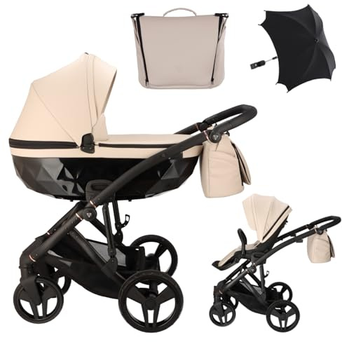 Junama Kinderwagen Diamond Classic 02 Beige - 2in1 3in1 4in1 + Sonnenschirm (2 in 1)