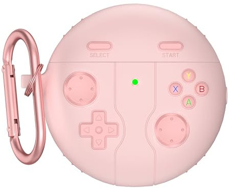 JZ Custodia di progettazione classica del giocatore di gioco senza fili e cablati per Huawei FreeBuds 4/FreeBuds 4e - Copertura protettiva in silicone ecologico con portachiavi -Pink