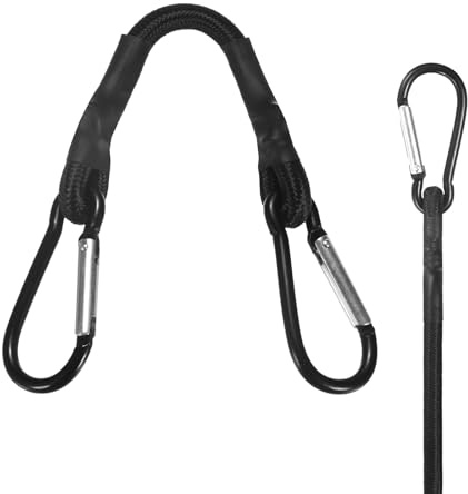 M METERXITY 2-Pack Bungee Cords, 5.9 Inch High Elastic Canopy Tarp Tie Down Bungee Straps with Aluminium Hooks for Camping/Tent/Cargo Holding Wire Hoses/Patio Umbrellas/Shelter [Black]