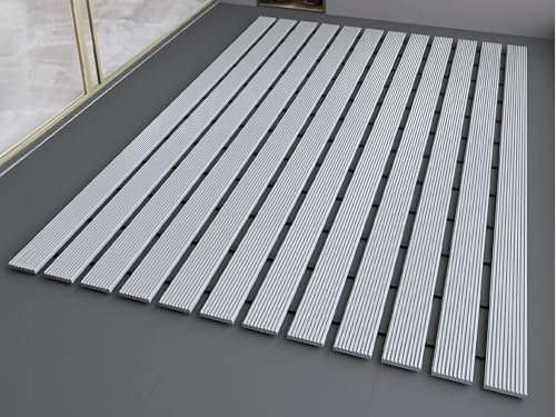 YHXAIQ Tappetino Antiscivolo Vasca da Bagno & Tappeto Doccia Antiscivolo, Drenaggio Rapido in Poliestere/Gomma, per Bagni Moderni/Vasche/Idromassaggio(Gray,43 x 61 cm)