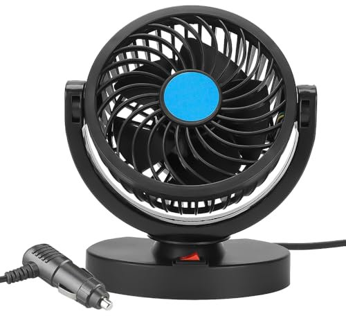 KQWVZ Ventilatore Auto 12v, 360° Ruotabile Ventilatore Per Auto con Presa Accendisigari, Ventola Per Auto con 2 Velocità, Ventilatore Portatile Auto per Tutti i Veicoli Familiari, Furgoni, Camper