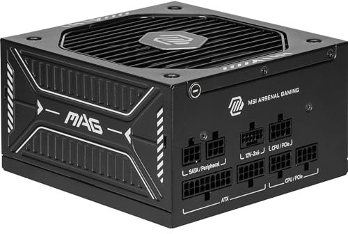 MSI Alimentatore MAG A650GLS PCIE5, 650W, 80 PLUS Gold, ATX 3.1, Supporto GPU PCIe 5.1, 12V-2x6 nativo, connettore 12V-2x6 bicolore 12V-2x6, ATX PSU, cavi giacca in rilievo