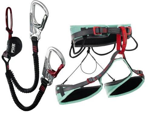 FIXE - Ferratum Cinchless Kit + Explora S-M, Klettersteigkörper ohne Sichtring, verstellbarer Dual-Webbing-Gurt, leichtes HMPE, Keylock-Karabiner, EN958, EN12277