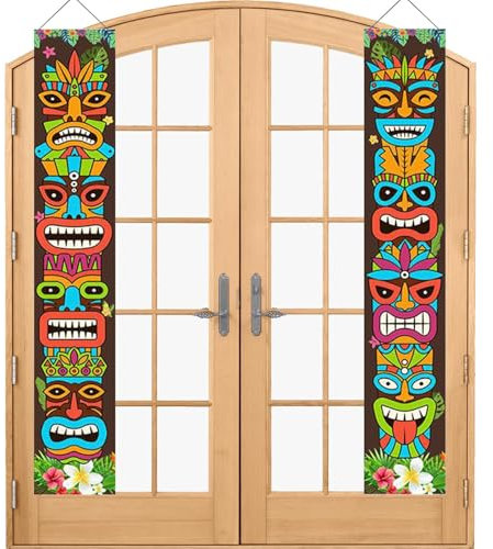Partydekorationen, Banner – Aloha-Banner, Tiki-Türbanner, tropische Party-Türbanner, Schild für Karneval, Sommer, Pool, Geburtstagsparty,