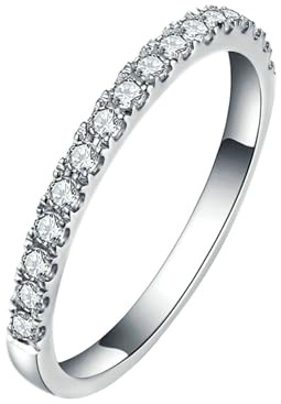 Daesar Damen Ring Platin 950, Verlobungsringe Schmal mit 0.2ct Diamant Eheringe Memoir Hochzeit Ringe Frauen Große 60 (19.1)