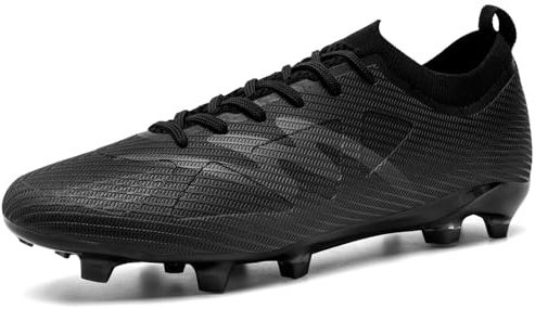 NUTTOPL Men's Football Boots Youth Outdoor Turf Trainers Professional Competition Athletics Sneakers Spikes Non-Slip Kids Unisex Black 6 UK