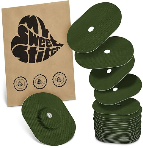 MySweetStitch 25 Fixierpflaster für FreeStyle Libre 3/3 Plus oval Olive | Hilft gegen vorzeitiges Ablösen, wasserfest und schnell trocknend, hautfreundlich, bis zu 15 Tage Halt