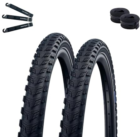 2 x Schwalbe Marathon 365 Fahrradreifen Performance GreenGuard ADDIX 365 E-50 Schwarz+Reflex 50-622 (28 x 2.00) + 2 x Schwalbe Schläuche SV19 inkl. maxxi4you Reifenheber