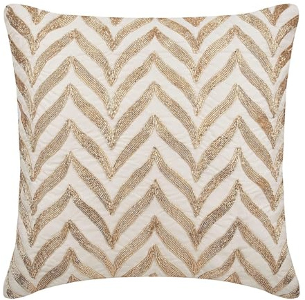 The HomeCentric Weib sofakissenbezuge, Art Deco Geometrisches Muster Zardozi Kissenbezug, 40x40 cm sofakissenbezuge, Bettwäsche aus Baumwolle zierkissen, Geometrisch zeitgenossisch - Golden Divide