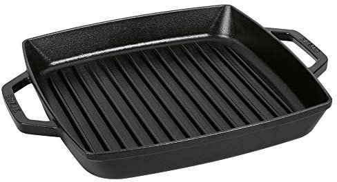 Unbekannt Staub Grillpfanne mit 2 Griffen Gusseisen 28x28cm schwarz
