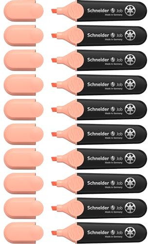 Schneider Job 150 Pastell Textmarker (aus recyceltem Kunststoff, ausgezeichnet mit Der blaue Engel) 10er Pack pfirsich