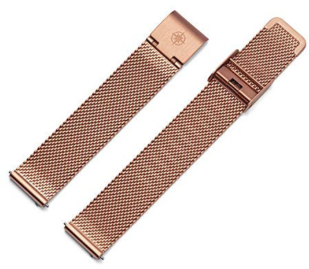 Kistanio 16 mm Milanaiseband aus Edelstahl Druckverschluss Meshband Rosegoldfarben - ME-16-RG