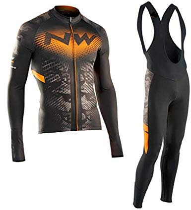 Moxilyn Radtrikot Herren LangarmAnzüge Radtrikot Set Radfahren Kleidung Winddicht Langärmliges Fahrradtrikot Hose mit 9D Gel Sitzpolster Sport & Freizeit MTB Radtrikot für Herbst