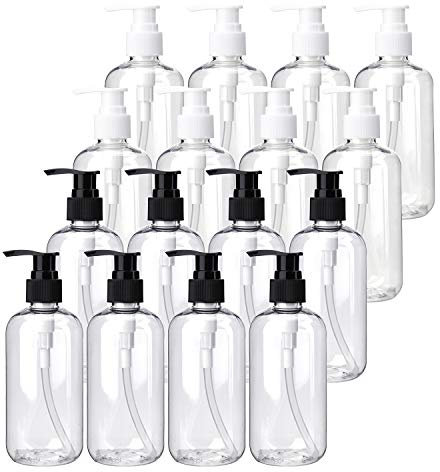 Bekith 16 Stück Kunststoff Seifenspender 240ml Pumpspender aus Kunststoff Leerflasche Flüssigseifenspender Nachfüllbarer Behälter für Shampoo Handseife Duschgel Kochsoßen Lotionen