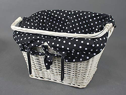 Wicker Basket for Bicycle - White, Bicycle Basket, Shopping Basket, Shopping Basket (Schwarz mit Punkten)