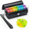 Wöchentlicher Tablettenbox 7 Tage Morgens Abends, Deutsche Medikamentenbox 7 Tage 2 Fächer Mit Pu-hülle, Kleine Tablettenboxen 7 Tage, Runde Dosettenbox Für Die Woche (Regenbogen)