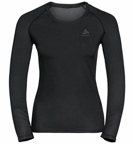Odlo Unterhemd für Damen Langarm Active F-Dry Light | Schwarz | Größe XS | Funktionsshirt | Funktionsunterwäsche