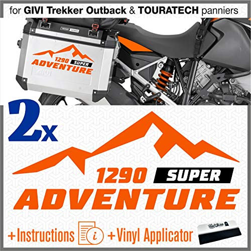 2x ADESIVI compatibile con Valigie Laterali per 1290 ADV TOURATECH GIVI TREKKER OUTBACK (arancione)