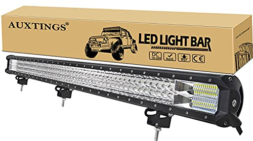 AUXTINGS 114 cm 45 Zoll 612W LED-Lichtleiste Dreireihige Combo Spot Flood Strahl Kombiniertes Offroad-Arbeitslicht Wasserdicht für LKW, SUV, ATV, UTV, Bootslichter, 12V 30V