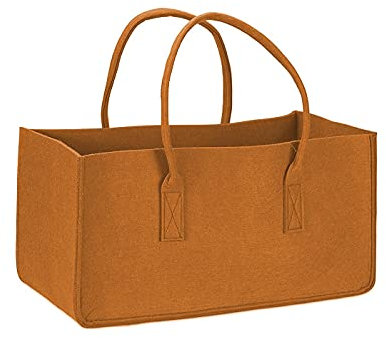 Close Up Filztasche Kaminholztasche Filzkorb Korb Kaminholzkorb Filz Zeitungsständer Zeitungskorb, ca. 50 x 25 x 25 cm (Hellbraun)