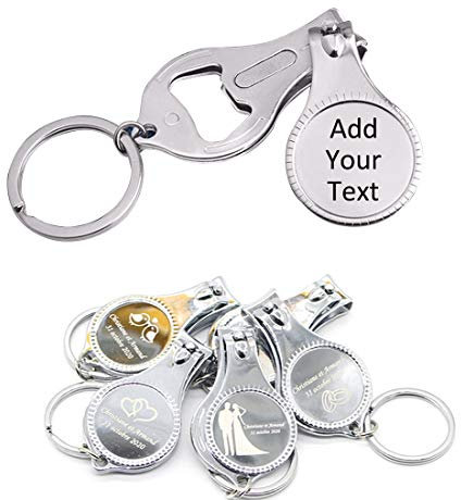 Lot de 10 décapsuleurs personnalisés avec coupe-ongles, porte-clés polyvalents et durables, cadeaux de fête personnalisés pour mariage, brasserie de Noël, logo gravé