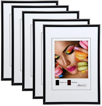 IDEAL TREND New Lifestyle Set Bilderrahmen Wanddeko Collage Poster Rahmen 2er 3er 5er Pack: Farbe: 5er Pack Schwarz | Format: 50x70