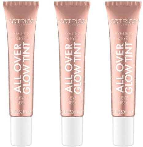 Catrice All Over Glow Tint, Highlighter, Nr. 020, Pink, aufhellend, schnelltrocknend, sofortiges Ergebnis, schimmernd, vegan, ölfrei, ohne Parfüm, ohne Alkohol, 3er Pack (3x15ml)