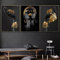 Youihom 3 Impression sur Toile Noir Dore Tableau Femme Africaine Photographie Image Affiche Salon Décoration Murale Luxe Poster Art Moderne sans Cadre (40x50cm)