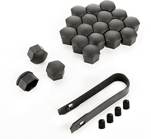 LST 20x Sechskant Radschraube Abdeckkappen 17 mm schwarz rau Felgen Kappen Set