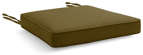 Water Resistant Chair Cushions with Ties for Indoor and Outdoor Use - Patio Furniture Seat Pads with Durable Polyester Fabric - Ideal for Dining, Lawn, Garden, Coffee Shop (44 x 50 x 5cm, Brown)