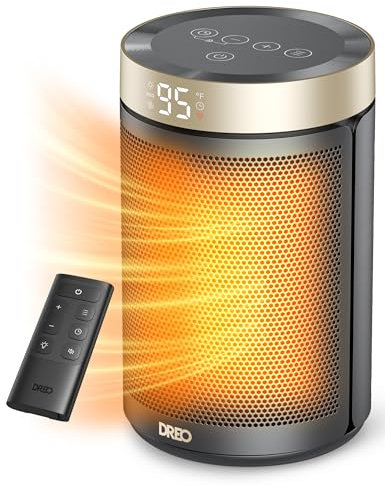 Dreo Chauffage d'appoint pour une utilisation en intérieur, chauffage portable avec thermostat, minuterie de 1 à 12 h, mode écologique et mode ventilateur, chaleur rapide en céramique PTC 1500 W pour