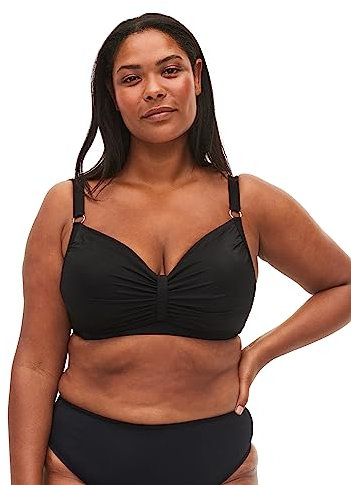 Zizzi Swim by Damen große Größen Bikini-BH mit Bügel Drapierung Größe 50 Black