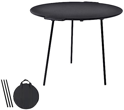 ACXIN Plancha para barbacoa con 3 patas, sartén de 45 cm de diámetro, sartén redonda para exteriores, fabricada en hierro fundido, robusta y resistente al calor, se suministra con una bolsa de
