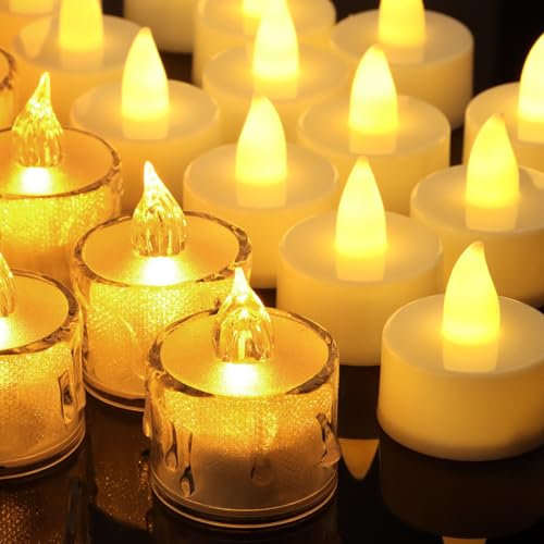Velas LED Sin Fuego Velas de té,Velas Sin Llama LED Que,Velas Falsas Alimentadas por Pilas,para Hogar Festivales Decoración,Halloween,Navidad,Bodas y Fiestas(24 piezas)(Envío aleatorio de estilo)